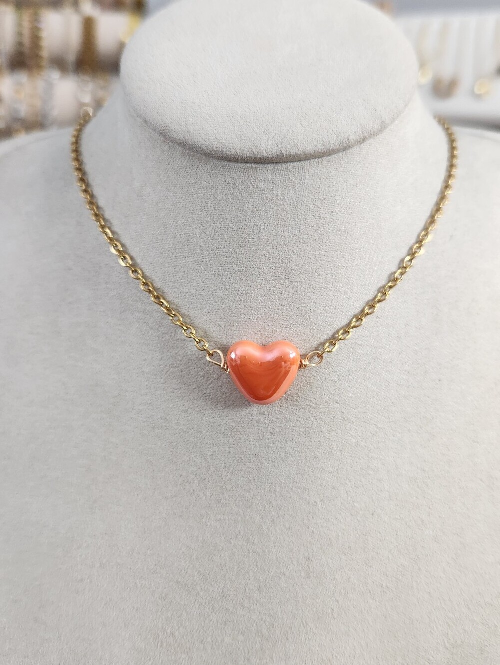 Dainty Ceramic Heart Necklace
